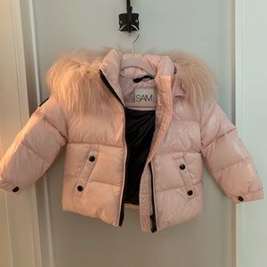 SAM. Light Pink Baby Girl Puffer Coat Size 12-18M
